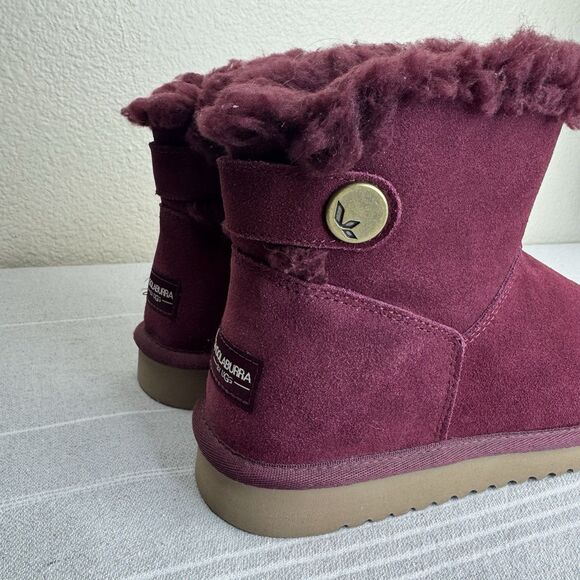 Kookaburra Ugg Jordina Mini Suede Sherpa Ankle Boots Booties Zinfandel Wine 8 - Picture 3 of 13
